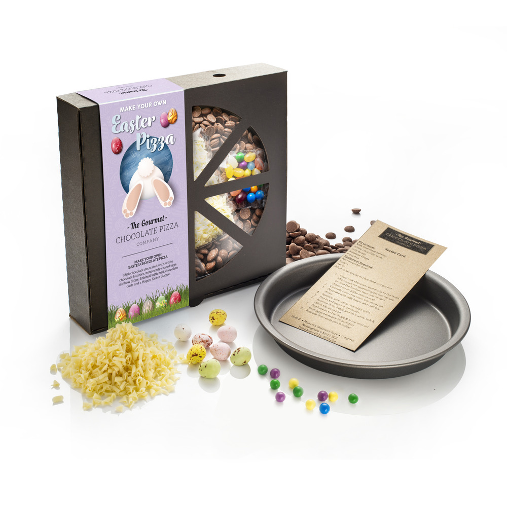 Our Make Your Own Chocolate Easter Pizza Kit is a fun and unique chocolate gift to make.